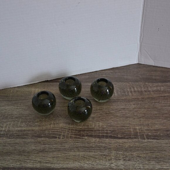 Vtg Smokey Glass Candle Holders With Controlled Bubbles - Picture 5 of 8